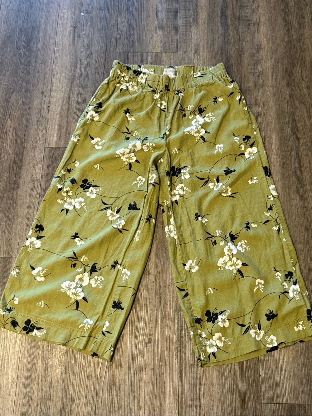 Brixton Olive Green Floral Wide Leg Pants Size Small